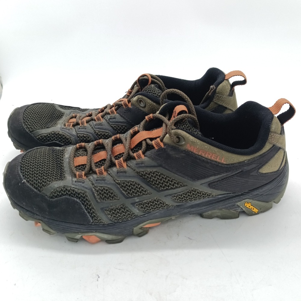 Merrell Moab FST 2 Mens 11.5 Hiking Shoes Olive Black J99461 Missing Insoles s3